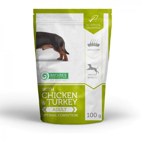 Natures Protection Adult Dog Chicken&Turkey (Kurczak&indyk) - saszetka 100g