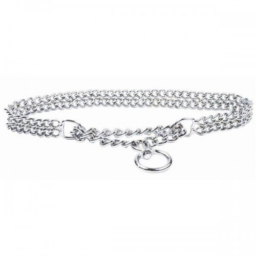 Obroża chromowana  Podwójna + Smycz chromowana z rączką