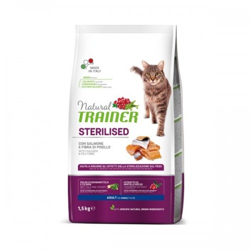 TRAINER NATURAL CAT STERILISED SALMON SUCHA KARMA DLA KOTÓW STERYLIZOWANYCH Z ŁOSOSIEM
