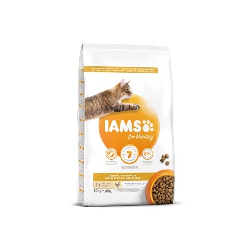 IAMS HAIRBALL  SUCHA KARMA Z KURCZAKIEM DLA KOTA NA KULE WŁOSOWE