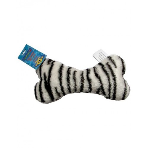 Zabawka pluszowa dla psa- Kość wzór zebra, 22cm pisząca