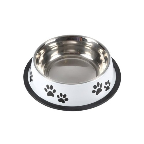 MISKA METALOWA NA GUMIE MOTYW ŁAPKI KOSTKI ŚREDNICA 18,5CM