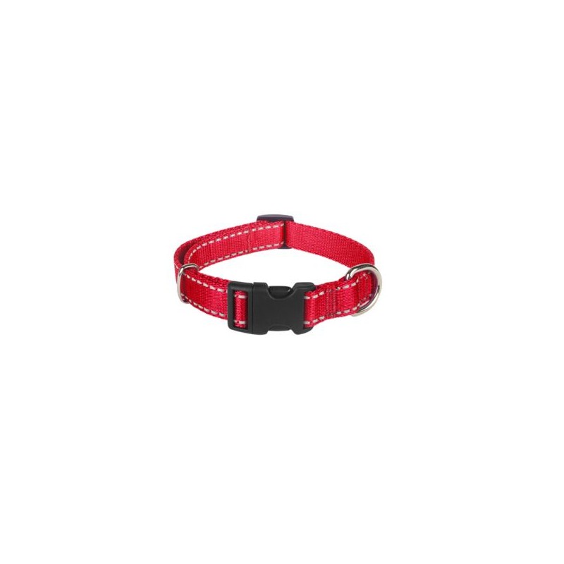 Obroża regulowana czerwona z odblaskiem 20-44