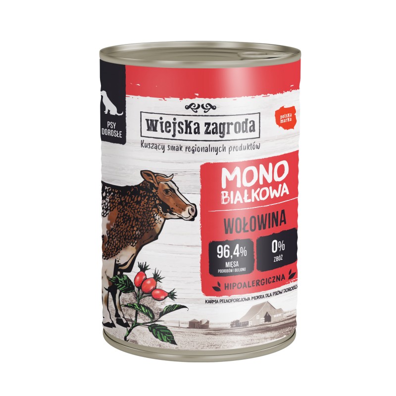 Wiejska Zagroda - Wołowina 400g - Monoproteinowa karma dla psa dorosłego