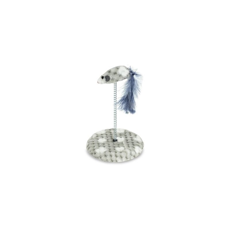 Mysz z piórkiem na podstawce ze sprężyną