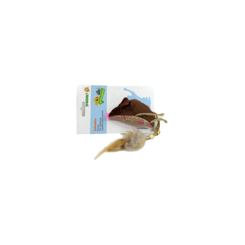 Mysz pluszowa brązowa z piórkami 9cm