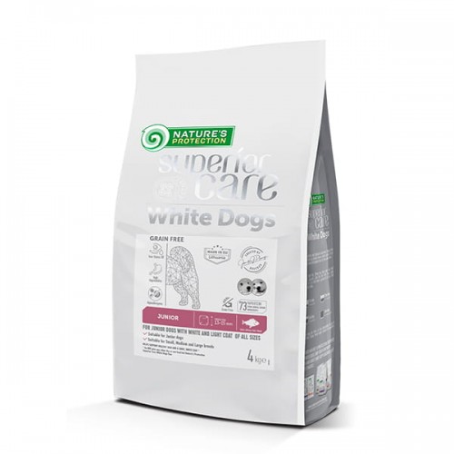 NATURES PROTECTION SUPERIOR CARE WHITE DOGS WHITE FISH JUNIOR 4 KG KARMA SUCHA DLA SZCZENIĄT BIAŁA SIERŚĆ