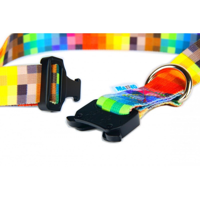 Obroża Klamra Metalowa - WZÓR PIKSELE