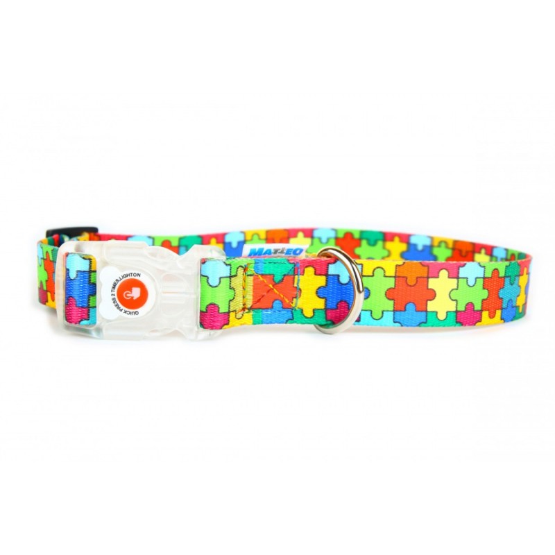 Obroża Klamra LED -  WZÓR PUZZLE