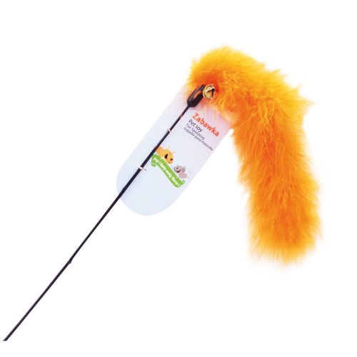Wędka dla kota z pomarańczowym puchem 47cm