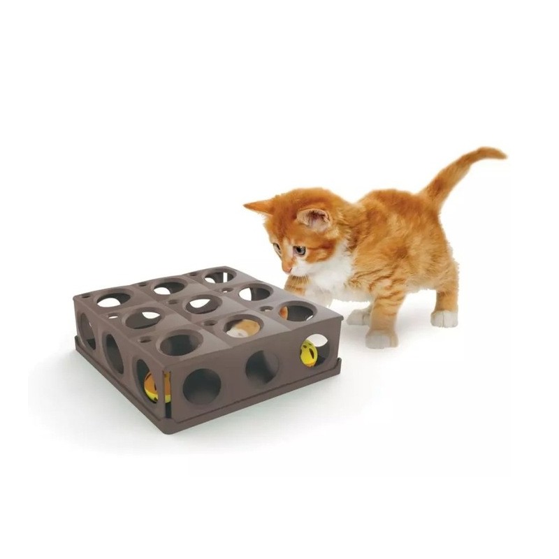 Labirynt dla kota z 2 piłeczkami-szary