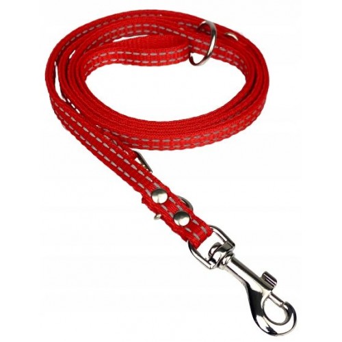 Smycz czerwona z odblaskiem- 220cm