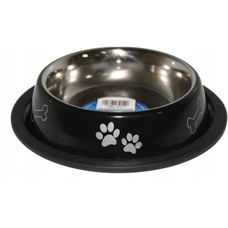 Miska metalowa 25cm - czerwona w łapki i kostki