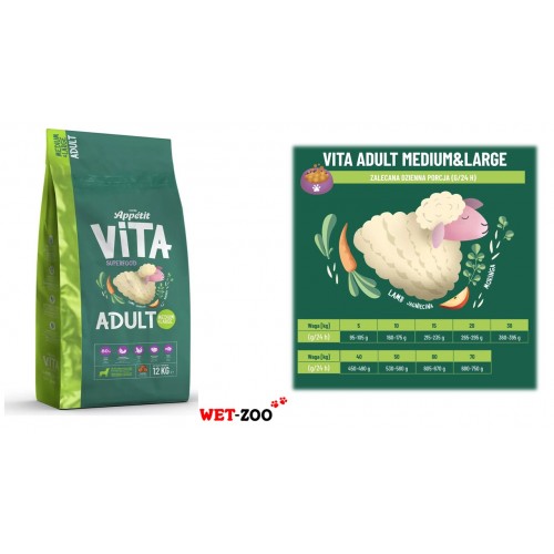 COMFY APPETIT VITA MEDIUM&amp;LARGE LAMB 12KG KARMA SUCHA DLA ŚREDNICH DUŻYCH