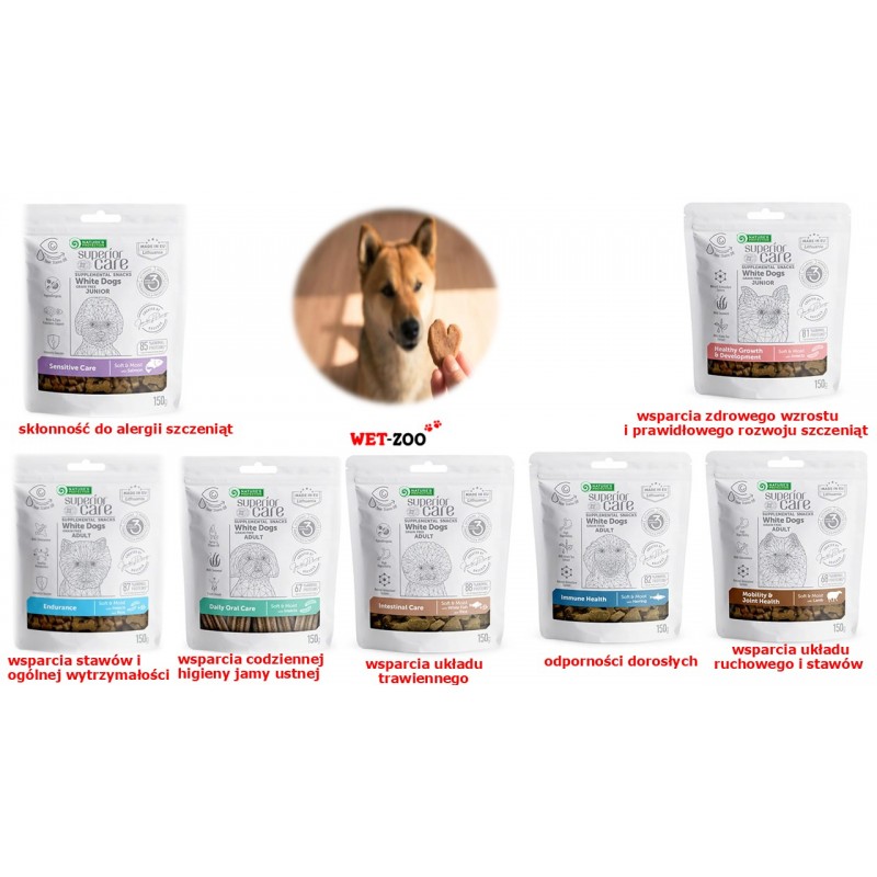 NATURES PROTECTION SUPERIOR CARE WHITE DOGS- PRZYSMKA Z INSEKTAMI WSPIERAJĄCY HIGIENĘ JAMY USTNEJ 150G