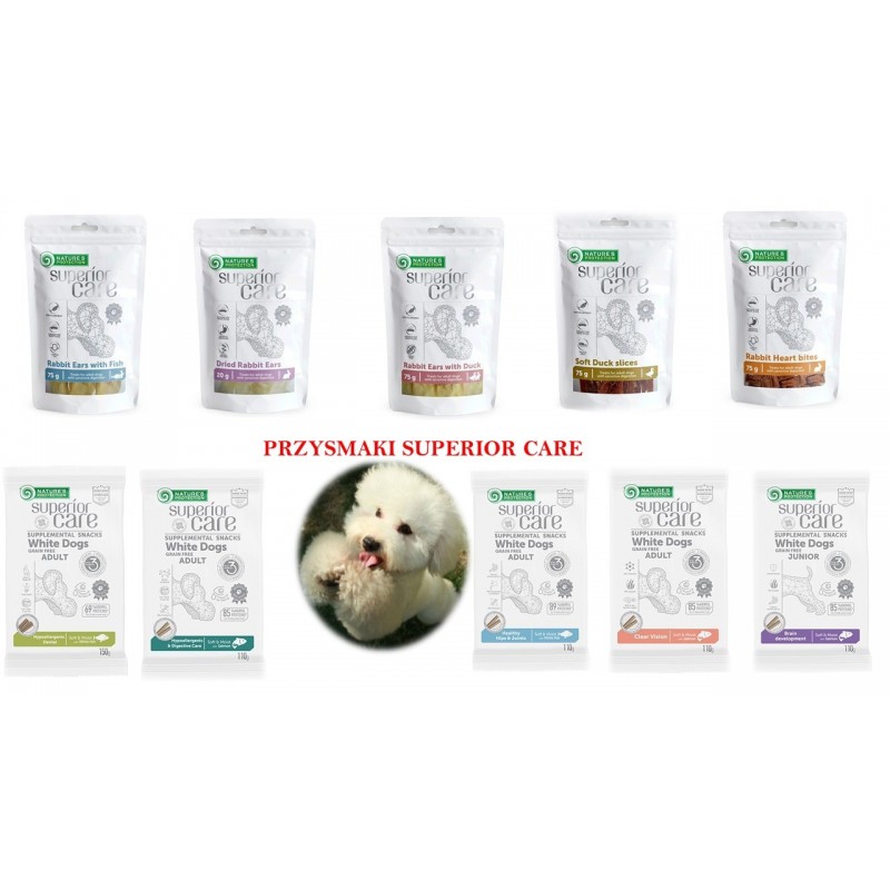 NATURES PROTECTION SUPERIOR CARE WHITE DOGS- PRZYSMKA Z INSEKTAMI WSPIERAJĄCY HIGIENĘ JAMY USTNEJ 150G
