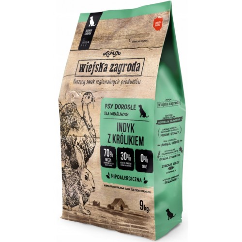 WIEJSKA ZAGRODA INDYK Z KRÓLIKIEM KARMA SUCHA  KARMA NA WAGĘ ROZWAŻANA Z ORYGINALNEGO OPAKOWANIA PIES DOROSŁY