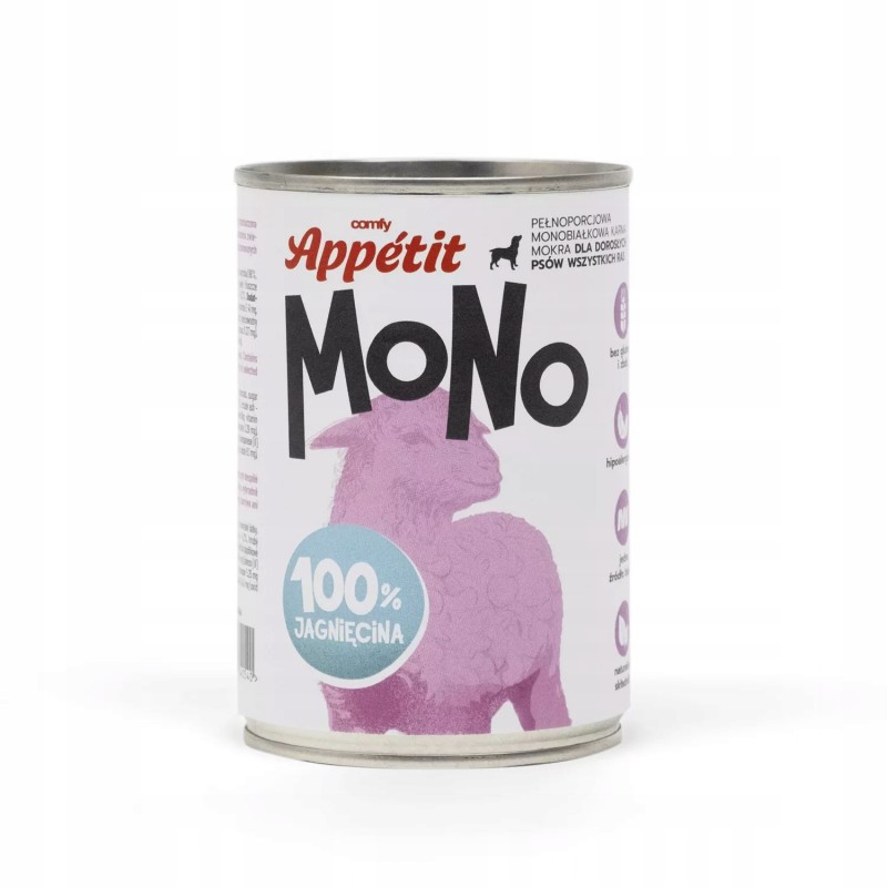 MONOPROTEINOWA MOKRA KARMA DLA DOROSŁEGO PSA PUSZKA 400G