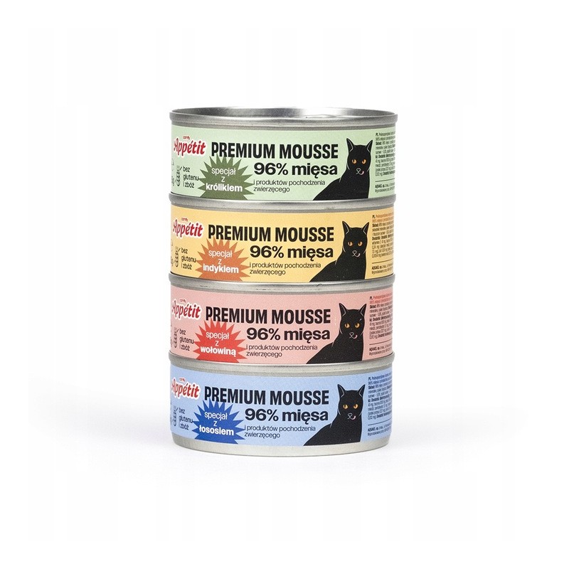 COMFY APPETIT PREMIUM MOUSSE KARMA MOKRA DLA DOROSŁYCH KOTÓW 96% MIĘSA 85G