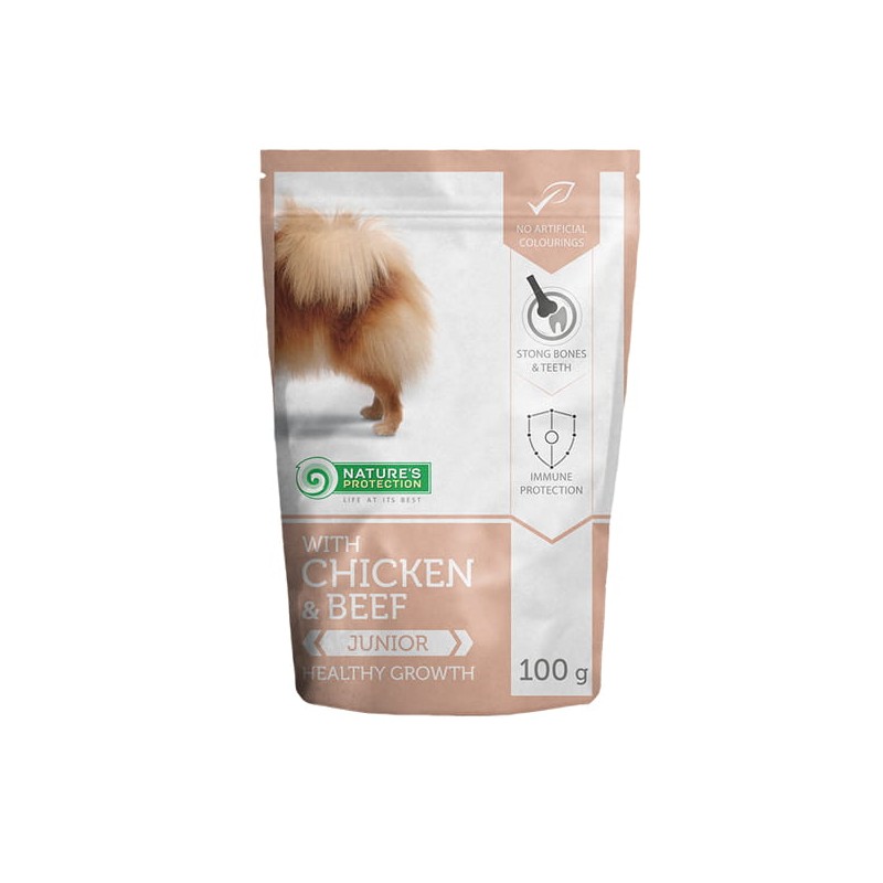 NATURES PROTECTION WOŁOWINA&KURCZAK PIES ROSNĄCY, MAŁA RASA SASZETKA 100G