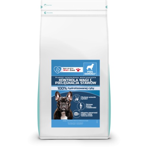 KONTROLA WAGI I PIELĘGNACJA STAWÓW KARMA PEŁNOPORCJOWA DLA DOROSŁYCH PSÓW 100% HYDROLIZOWANEJ RYBY 1,5/10KG