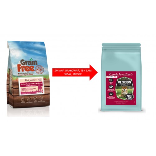 GRAIN FREE  KARMA BEZZBOŻOWA 50% MIĘSA DZICZYZNA, BATATY, MORWA 2KG/12KG