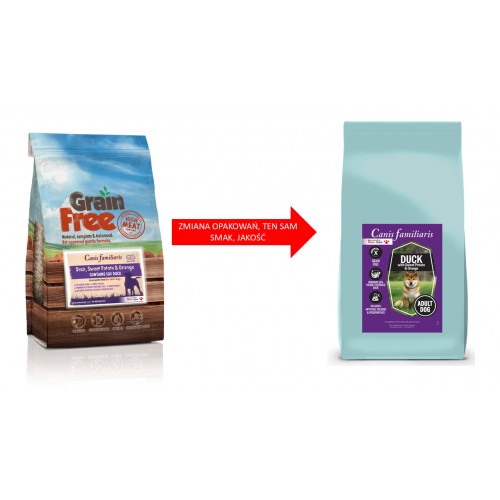 GRAIN FREE- KARMA BEZZBOŻOWA 50% MIĘSA KACZKA, BATATY, POMARAŃCZA 2KG/12KG