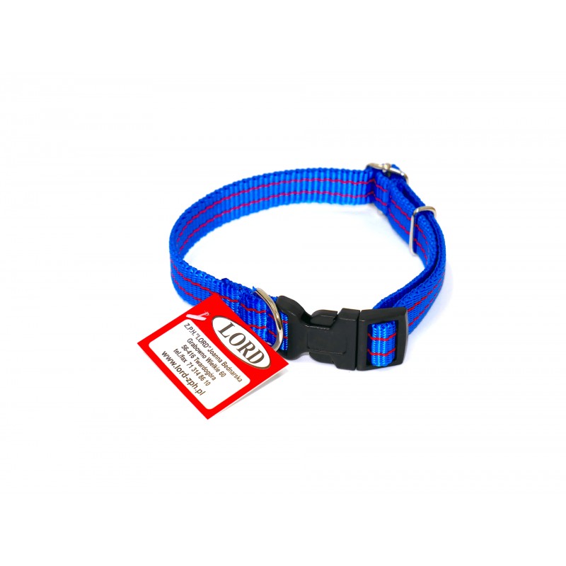 OBROŻA Z TAŚMY TUNELOWEJ ZATRZASKOWA 16MM/40CM NIEBIESKO-CZERWONA