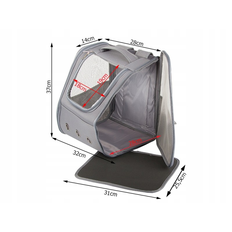 PLECAK TRANSPORTER DLA PSA KOTA SZARY L/XL 32CM x 37CM x 28CM