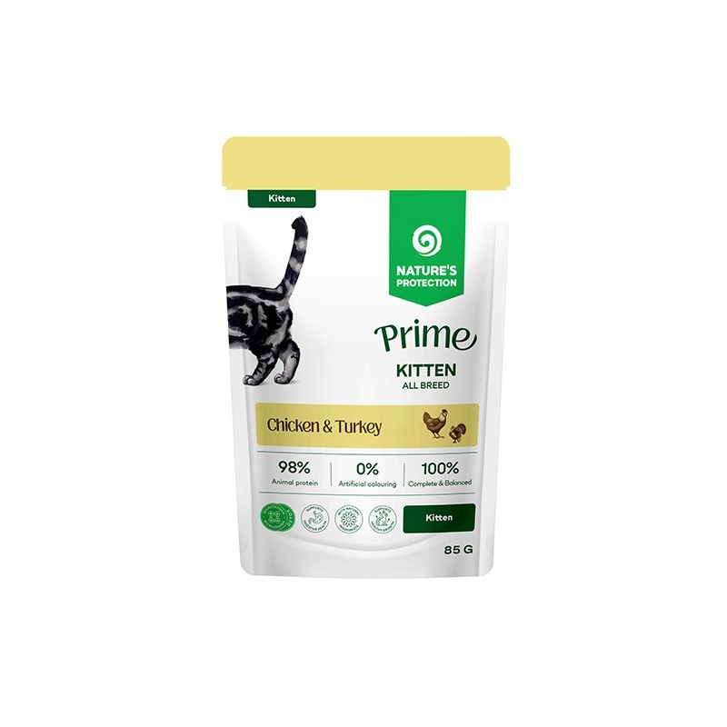 NATURES PROTECTION MOKRA KARMA DLA KOCIĄT KURCZAK&INDYK SASZETKA 85G