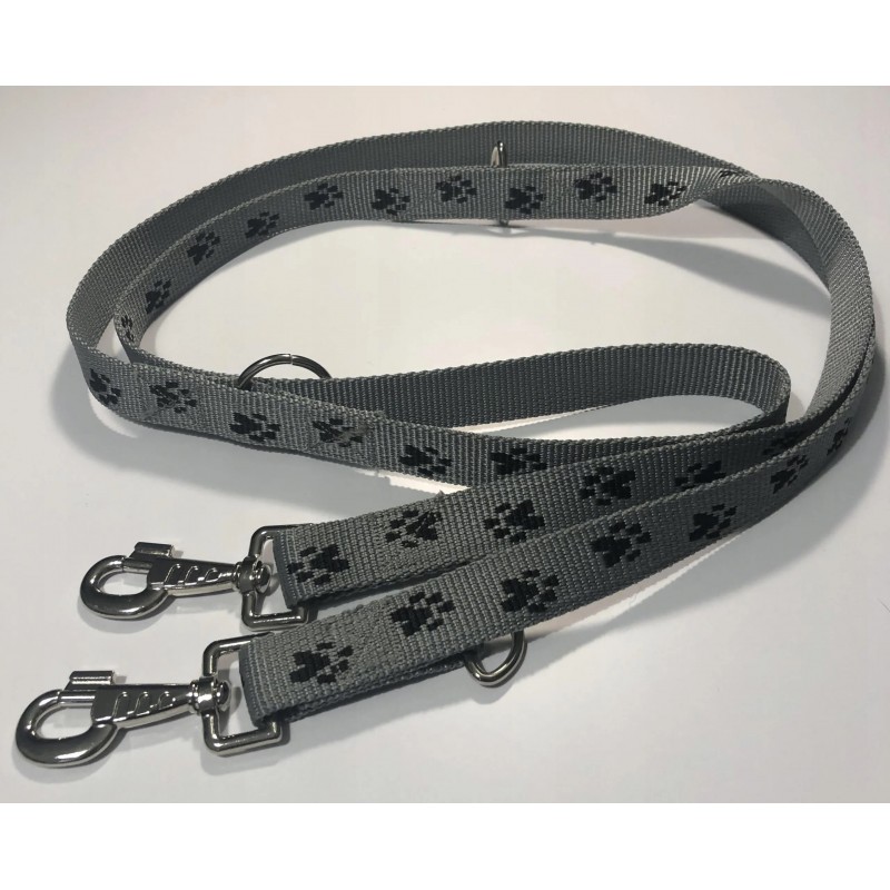 SMYCZ Z TAŚMY DLA PSA SZARA W CZARNE ŁAPKI DŁUGOŚĆ 125CM SZEROKOŚĆ 25MM