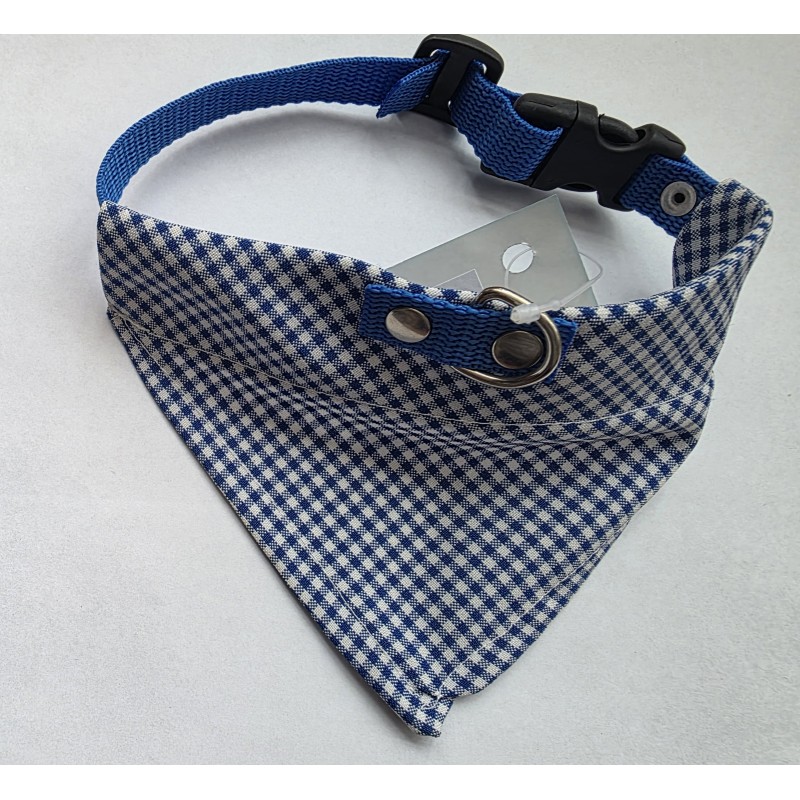 OBROŻA MATERIAŁOWA Z CHUSTKĄ W KRATKĘ MAKSYMALNY OBWÓD 40CM NIEBIESKA
