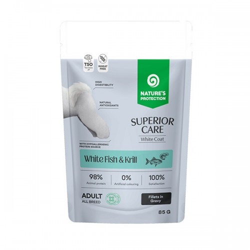 NP SUPERIOR CARE White Dogs Grain Free Adult White Fish and Krill, 85g sasz.