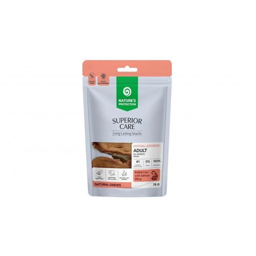 NATURALNE USZY KRÓLICZE Z ŁOSOSIEM 75G NATURES PROTECTION