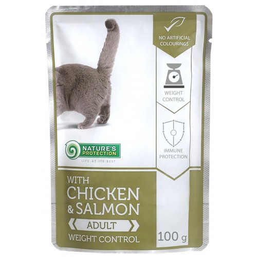 Nature`s Protection Weight Control Chicken & Salmon -Karma mokra dla kota(saszetka 100g)