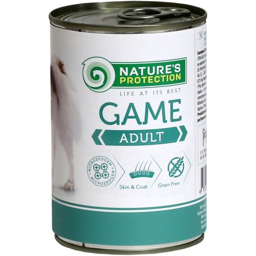 NATURES PROTECTION GAME DZICZYZNA KARMA MOKRA PIES DOROSŁY PUSZKA 400G